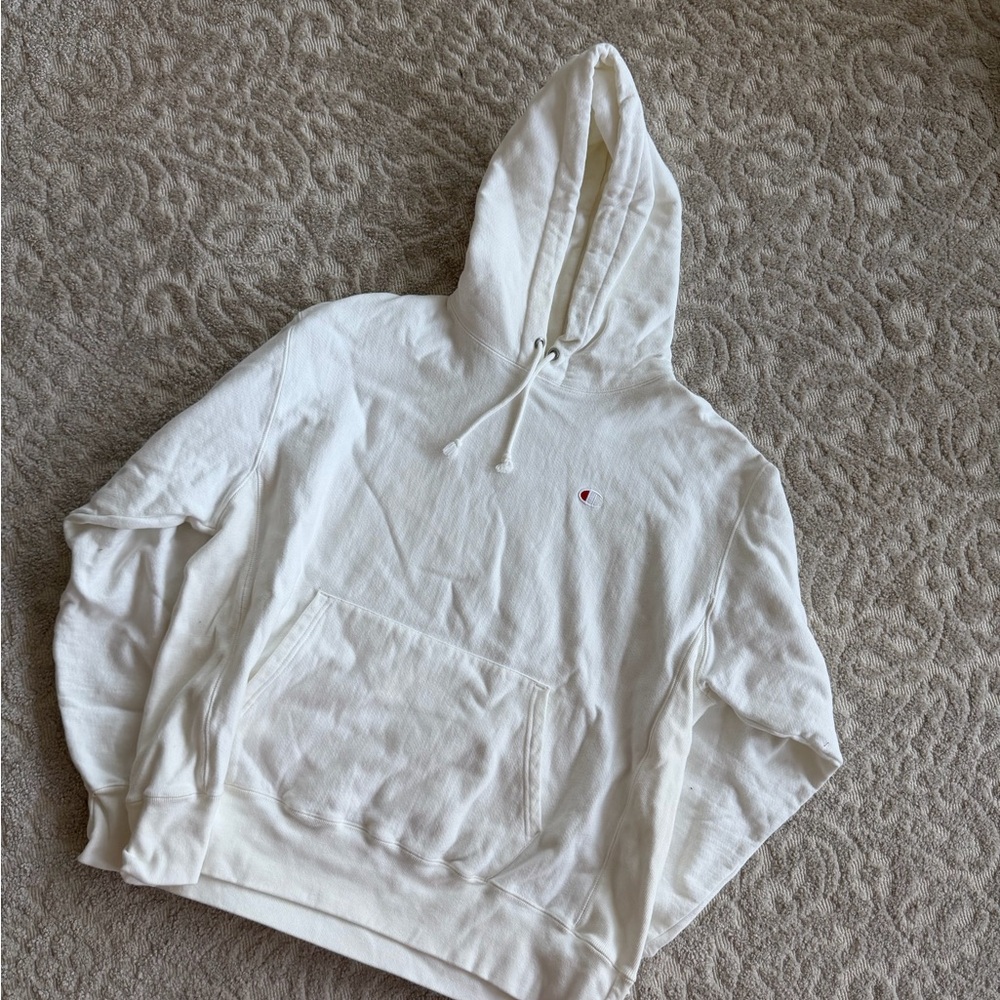 Oversized White Champion Hoodie - Worn once